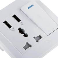 LazaraLives แหล่งจ่ายไฟผนัง Faceplate แก๊งเต้าเสียบเต้ารับ USB Outlet W สวิทช์ไฟสีขาว