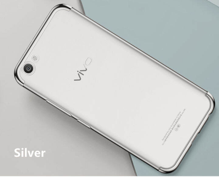 สำหรับ-vivo-y81-1808-1803-v1732ทีพียูอ่อนและยืดหยุ่นเคสเยลลี่คริสตัลใสกลับโลหะหรูหรา-luster-edge-ฝาครอบโทรศัพท์