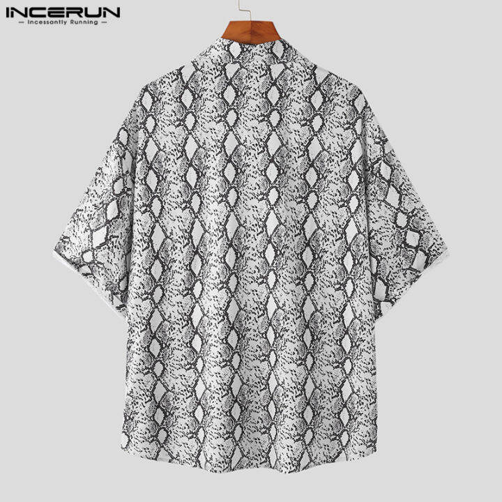 incerun-เสื้อยืดพิมพ์ลายสำหรับผู้ชายเสื้อคอปกติดกระดุมเสื้อชุดแฟนซีปาร์ตี้สไตล์เกาหลี-สไตล์เกาหลี