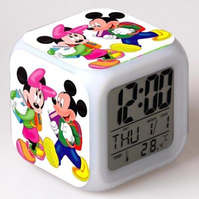 นาฬิกานาฬิกาปลุกเด็กของเล่นนาฬิกาดิจิตอล Reloj Despertador อิเล็กทรอนิกส์รูปการ์ตูน Mickey Led นาฬิกาวันเกิดตาราง Reveil Wekker