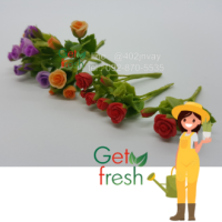 Get Fresh ดอกไม้ดินปั้น 10 ต้น ,ดอกไม้จิ๋ว ,ดอกกุหลาบ ,  Miniature Clay Flower , Fake Flower ,  ขนาดวัดด้วยมือประมาณ 2.5 x 6 cm  เกรดสวยงานละเอียด