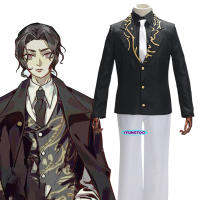 Anime Demon Slayer Kimetsu no Yaiba Kibutsuji Muzan Cosplay Costume Full Set Black Suit with Hat Wig Halloween Party Uniform