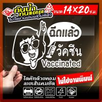 ?? ฉันฉีดวัคซีนแล้ว สติ๊กเกอร์ติดรถ วัคซีนโควิด19 VACCINATED รุ่น KV-001 งานไดคัท ไม่ใช่งานพิมพ์ สีไม่ลอกไม่ซีด ขนาด 14x20ซ.ม.