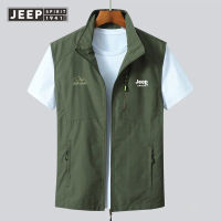 JEEP SPIRIT 2022ใหม่เสื้อกั๊กผู้ชายวัยกลางคนตกปลากลางแจ้งฤดูร้อนเสื้อกั๊ก Casual บางส่วนเครื่องมือขนาดใหญ่