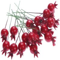 20Pcs Simulation Mini Pomegranate Fruit With Stem Red Small Berry Artificial Flower Wedding Bridal Home Christmas Decorations Artificial Flowers  Plan