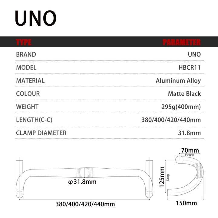 uno-fl12จักรยานโค้งบาร์น้ำหนักเบาอลูมิเนียมอัลลอยด์ถนนจักรยานด้านนอกขยายจับ31-8-400-420-440-380มิลลิเมตรแข่งจักรยานวางมือจับ