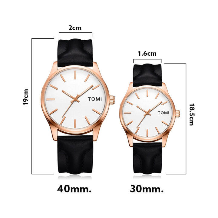 tomi-นาฬิกา-กันน้ำ-พร้อมกล่อง-quartz-analog-นาฬิกาสายหนัง-ราคา-sale-นาฬิกาคู่สายหนัง-100-new