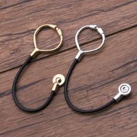 2Pcs Two Color 26x134mm Doctor Charms Black Leather Cord Pendants Jewelry Making Stethoscope Charms For DIY Handmade Craft