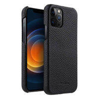 For Apple 11 12 Pro Max Phone Case Anti-knock Lichee Pattern Genuine Leather PC For 12 Mini 11 PRO Hard Back Cover