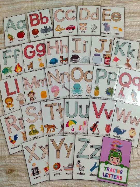 Tracing Alphabet Flash cards for Kids Colorful laminated 3r size ...