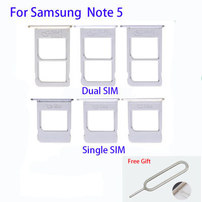 กระเป๋าเก็บบัตรถาดใส่ซิมสำหรับ Samsung Galaxy Note 5/Note5ซิมการ์ดอะแดปเตอร์ซิมการ์ดพร้อมไมโครการ์ด SD กระเป๋าเก็บบัตรถาดอะไหล่อะแดปเตอร์ชิ้นส่วนเดียว/คู่