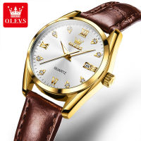 OLEVS 5522 Waterproof Leather Band Women Wristwatches Simple Quartz Watches For Women Luminous Calendar