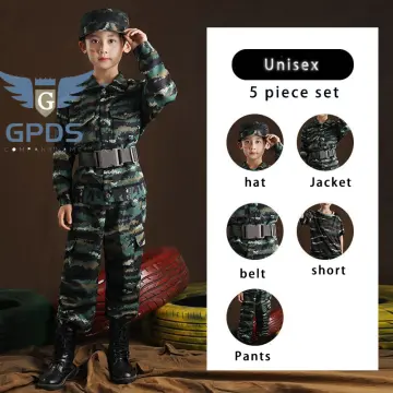 Women 5PC Chinese Warrior Soldier Halloween Costume Cosplay Top Pant Collar  Belt
