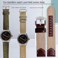 （Bar watchband）Tali Jam Kanvas สำหรับ Hamilton ชุดออกกำลังกายกลางแจ้ง,H706150สีกากีอุปกรณ์สายนาฬิกาข้อมือ H682010สายรัดข้อมือ20มม. 22มม.