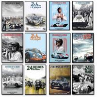 ☌ 24 Hours Of Le Mans โปสเตอร์ฝรั่งเศส Vintage Racing Car ภาพวาดพิมพ์บนผ้าใบภาพตกแต่งบ้าน Wall Art สำหรับห้องนั่งเล่น