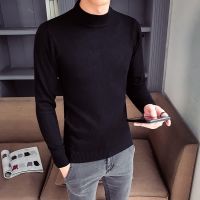 New 2019 Autumn Fashion Turtle Neck Mens Sweater Men Slim Fit Sweater Basal Wear Knitted Pullover Mens Sweaters