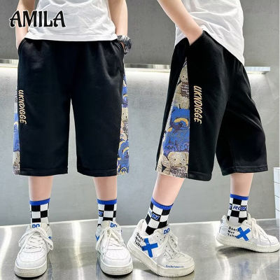 AMILA กีฬาเด็กลำลองหลวมคร็อปแพนท์ใหม่ฤดูร้อน