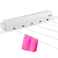 Retractable Indoor Clothesline Drying Hanger Wall Mounted Clothes Drying Rack Bathroom Invisible Clothesline Cleaning Tools