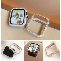 xinhuilinmeimaoyiyou ระยิบระยับ รูปสี่เหลี่ยมขนมเปียกปูน เคส applewatch series 7 6 5 4 se iwatch Size 40mm 44mm 41mm 45mm Hard Cover Frame