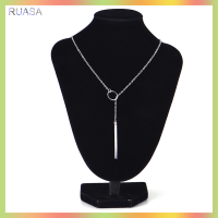 เครื่องประดับสร้อยคอบาร์ห่วงทรงกลมสีทองรูปแบบเรียบง่ายของผู้หญิง RUASA