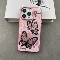 butterfly pink electroplating hot silver Phone Case For iPhone 15 Pro Max 14 ProMax 13 12 12Pro 11 Shockproof Phone soft border hard case Mobile phone protective case