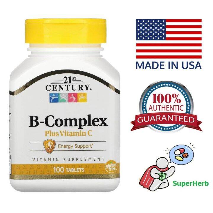 【In Stock】 21st Century, B Complex Plus Vitamin C, 100 Tablets | Lazada PH