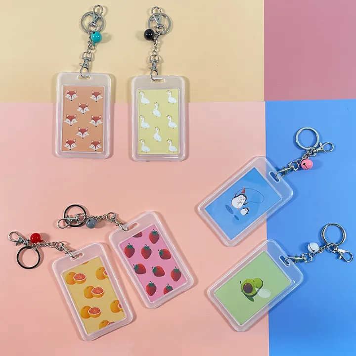 Cartoon Transparent Keychain Card Holder Fruit Pattern Credit Id Bank ...