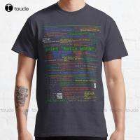 Hello World - Many Programming Languages (Dark) Classic T-Shirt Custom Shirts Design Your Own Funny Art Streetwear Cartoon Tee 4XL 5XL 6XL