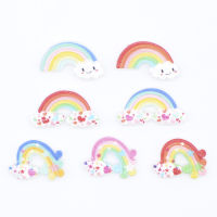 10Pcs Kawaii Rainbow Resin Supplies for DIY Baby Shoes Clothing Crafts Planar Appliques Handmade Hair Clips Decor Accessories