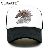 2023 New CLIMATE Cool Horse Trucker Cap Horse Race Men Hat Racing Equestrian Cap Hip Hop Cool Summer Mesh Baseball Cap Hat for Men Women Versatile hat