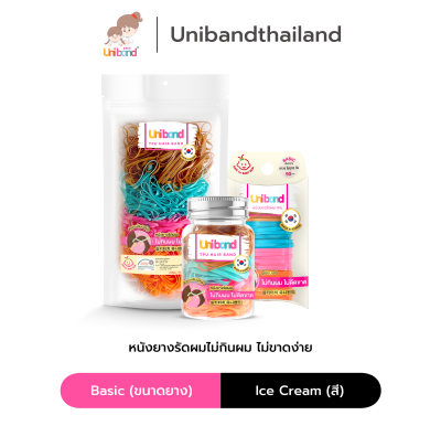 Uniband หนังยางรัดผม ไม่กินผม ไม่ดีดขาดง่าย TPU Basic Size : Ice Cream