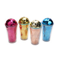 480ML Diamond Tumbler Drinkwar Water Bottles Electroplating Creative Double Layer Plastic Straw Cup Diamond Shaped Water Cup