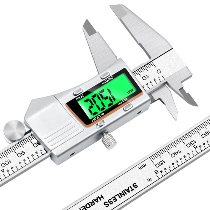 0-150มมสีสแตนเลสเครื่องวัดระยะเวอร์เนียแอลซีดีเครื่องมือวัดดิจิตอลความลึก6นิ้วสเปคของเครื่องมือวัด
