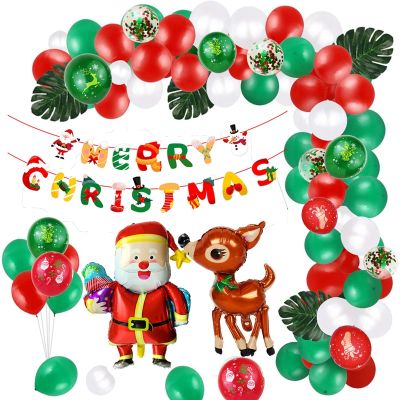 Christmas Balloon Arch Garland Kit, Red Green Christmas Latex BalloonsTool Set Great for Christmas Party Decorations