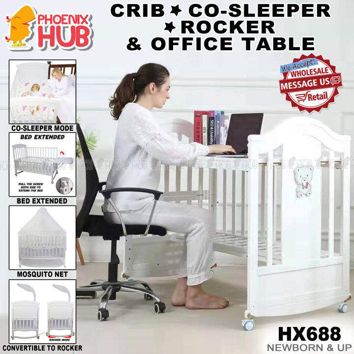Phoenix Hub HC168 MultiPurpose Compact Wooden Crib Convertible to Rocker Co Sleeper Baby Crib 3