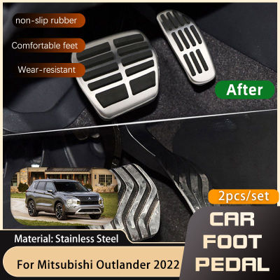 สำหรับ Mitsubishi Outlander SEL GN 2022สแตนเลสไม่มีการเจาะ Non-Slip Accelerator เบรครถเท้าเหยียบอุปกรณ์เสริม AT MT
