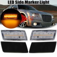 กันชนหน้าสีอำพันเครื่องหมายไฟ Led ด้านข้าง2ชิ้นสำหรับ Chrysler 300 300c 2005 2010สีดำรมควัน