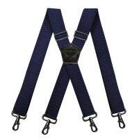 【YF】✴☄  Heavy Duty Suspenders for Men 3.8cm Wide X-Back with 4 Gripper Clasps Adjustable Elastic Trouser Pants Braces-Black