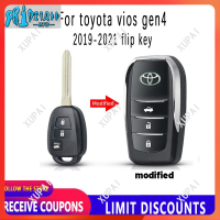 RTO ขายปลาค็อดเหมาะสำหรับโตโยต้า Vios กุญแจแบบพับได้อุปกรณ์สำคัญ Gen 4 2019 2020 2021 2022 2023ชุดตะแกรงแผงควบคุมทดแทนปลอกรีโมทรถยนต์มีโลโก้