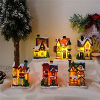 【LZ】✱✿  Christmas Led Light House Christmas Tree Ornaments LED Resin Small Village House Xmas Glow Decor Gift 2023Happy New Year  Decors