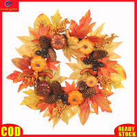 LeadingStar RC Authentic 18" Fall Wreath Artificial Pumpkins Maple Leaves Pine Cone Autumn Harvest Wreath Outdoor Halloween Thanksgiving Decorations