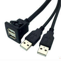 YANGS แผงหน้าปัดมอเตอร์ไซค์แบบกด/ติดตั้ง/ซ็อกเก็ตสอง USB สำหรับเรือบรรทุกรถยนต์สายพ่วงพอร์ตแบบคู่ Exrending สายชายกับหญิง