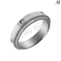 ANGELINO RUFOLO Ring ดีไซน์ Crystal Roller แหวนผู้ชาย Stainless Steel 316L(สแตนเลสสตีล)คุณภาพเยี่ยม สีเงิน ประดับตกแต่งด้วยคริสตัลรอบวง