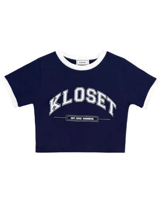 kloset-kk22-t003-kloset-cotton-t-shirt-เสื้อเอวลอย-เสื้อครอป-เสื้อkloset-เสื้อผู้หญิง