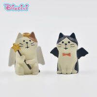 ญี่ปุ่นคู่ Angel Devil Decole Cat รุ่นการ์ตูนสัตว์ Miniature Figurine Home Garden Action figures ตกแต่งสาวของเล่น Gift