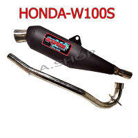 HOT 7 M SPEED ท่อผ่าย่น เชง ดัง ลั่น แพร่ คอสแตนเลสแท้ 26 MM ปลายจุก 2 นิ้ว สำหรับ HONDA-W100S NEW