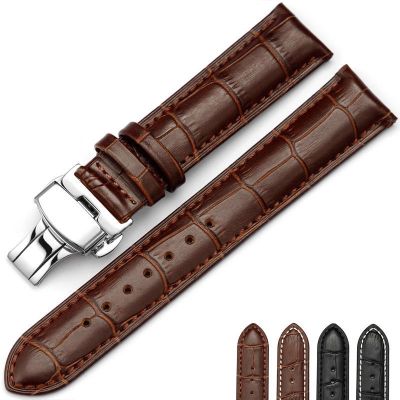 【Hot Sale】 layer cowhide butterfly buckle watch strap unisex accessories genuine leather send tool