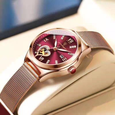 Swiss Brand นาฬิกาข้อมือควอตซ์แฟชั่น สายแสตนเลส เรืองแสง กันน้ํา สีโรสโกลด์ หรูหรา สําหรับสตรี 2022