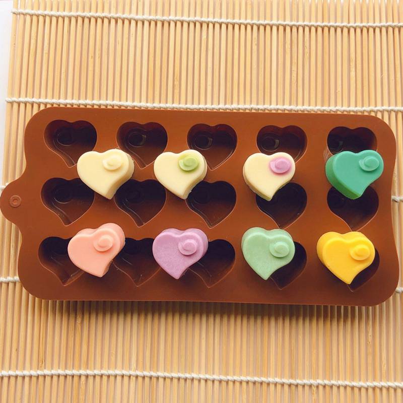 Cake Wax Melt 15 cell Heart Swirl Chocolate Box Candy Silicone Bakeware Mould