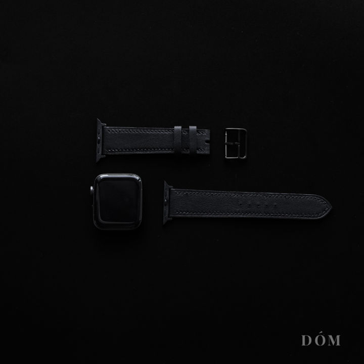 สายนาฬิกา-apple-watch-dom-type-01-black-สายนาฬิกาหนังแท้-italian-fine-grain-สายแอปเปิ้ลวอชหนังแท้